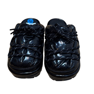 UGG Size 10 SpaceSlider Hi Shine Black Platform Slide Slippers